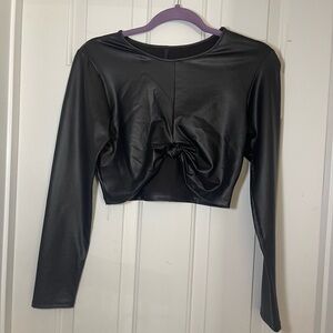 Black Faux Leather Crop Top